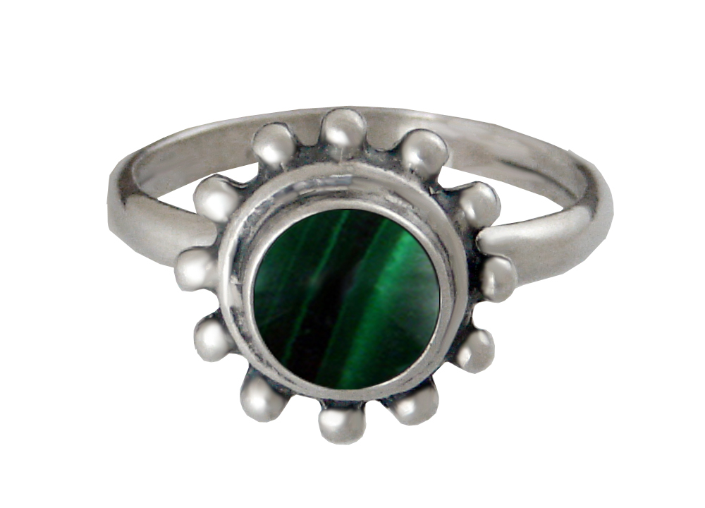 Sterling Silver Gemstone Ring With Malachite Size 10